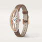 Baignoire Allongée Medium 47mm x 21mm Rose Gold Diamond Case Diamond Crown Silvered Dial Taupe Alligator Strap Manual Wind Watch