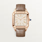 Santos-Dumont Extra-Large 46.6mm x 33.9mm Rose Gold Blue Crown Beige Dial Brown Alligator Strap Manual-Winding Watch