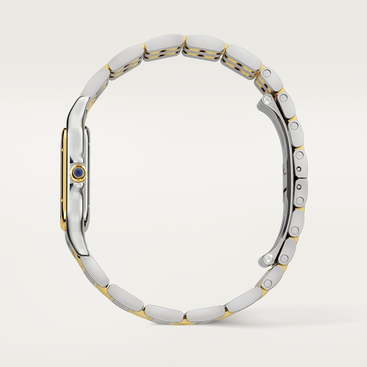 Panthère de Cartier Medium 29mm x 37mm Yellow Gold Steel Blue Crown Silver Dial Yellow Gold Steel Bracelet Quartz Watch