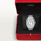 Santos de Cartier Medium 35.1mm Steel Blue Crown Silvered Opaline Dial Steel Bracelet Automatic Watch