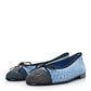 Denim Printed Quilt CC Cap Toe Ballerina Flats Light Blue Dark Grey