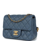 Pearl Crush Mini Square Flap Bag Blue Lambskin Antique Gold Hardware