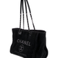 Lurex Boucle Medium Deauville Tote Black