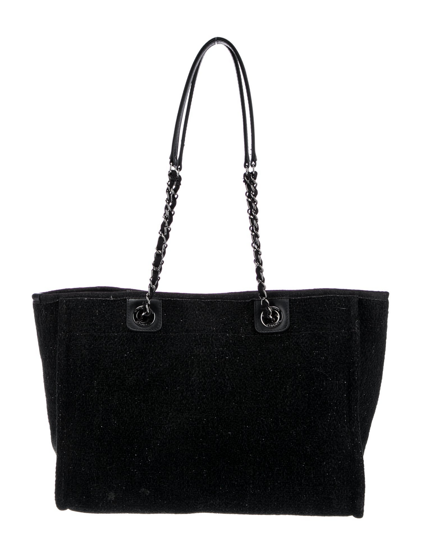 Lurex Boucle Medium Deauville Tote Black