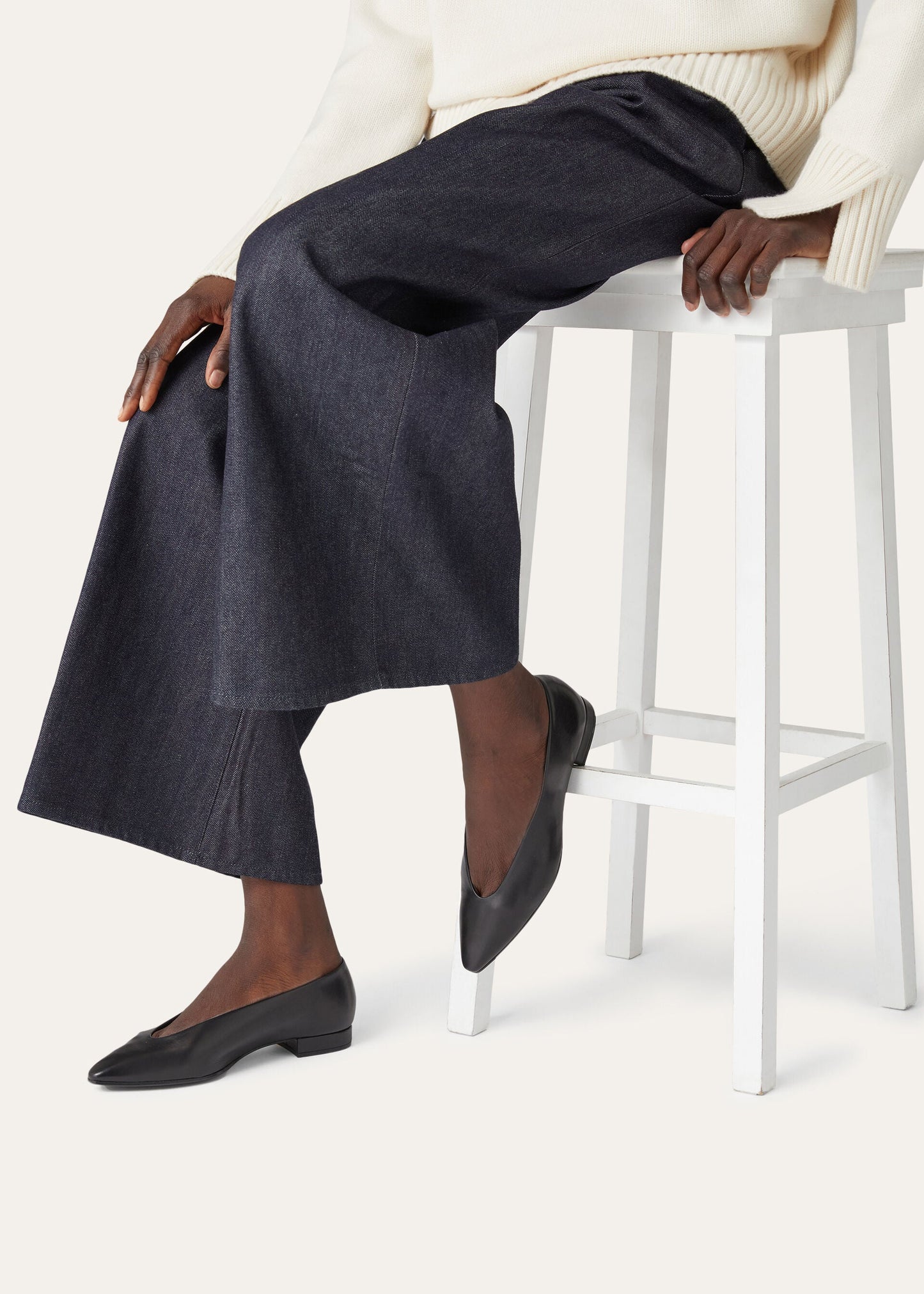 Black - Fireplace Rebecca Ballet Flat  Calfskin