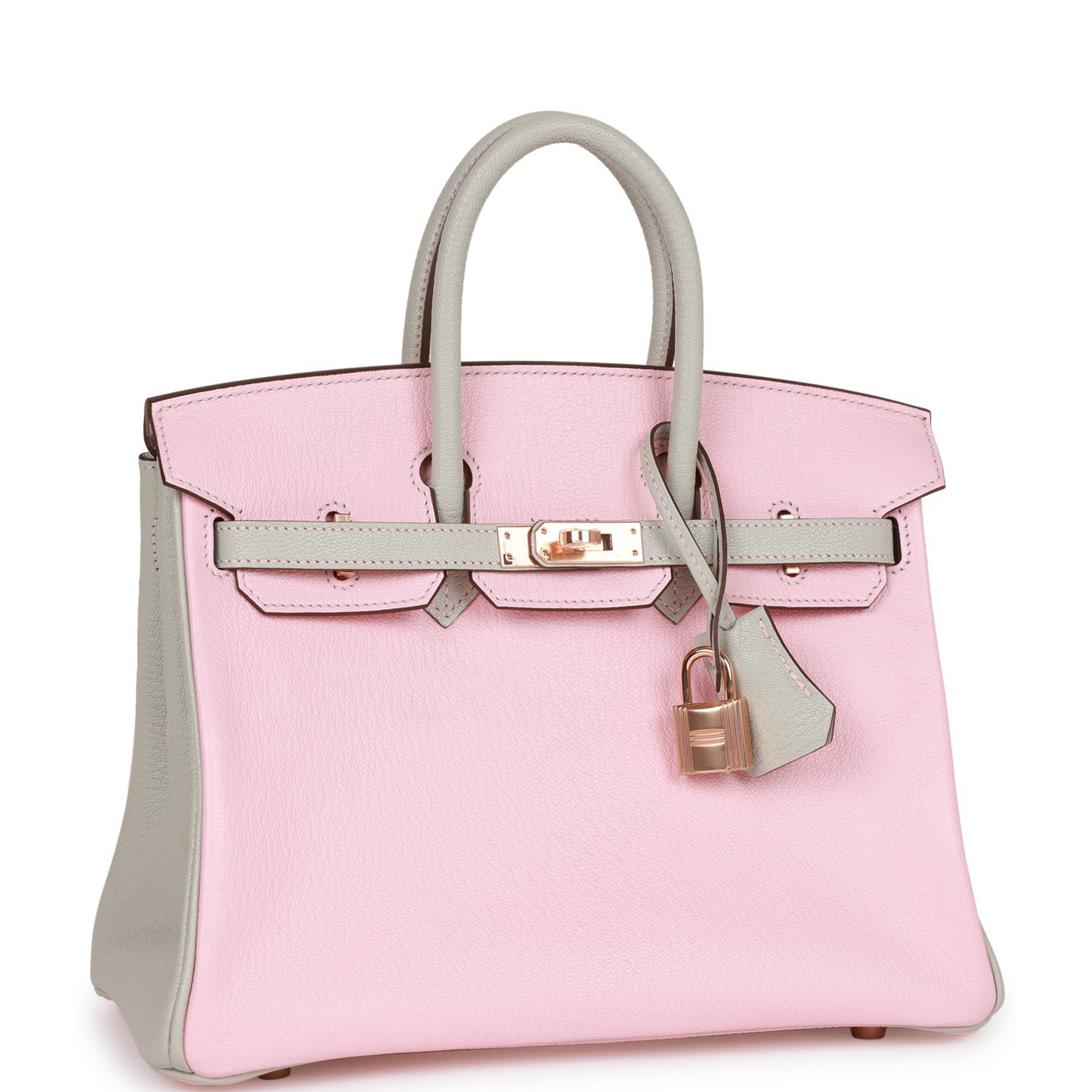 Hermès Special Order (HSS) Birkin 25 Rose Sakura and Gris Perle Chevre Mysore Rose Gold Hardware