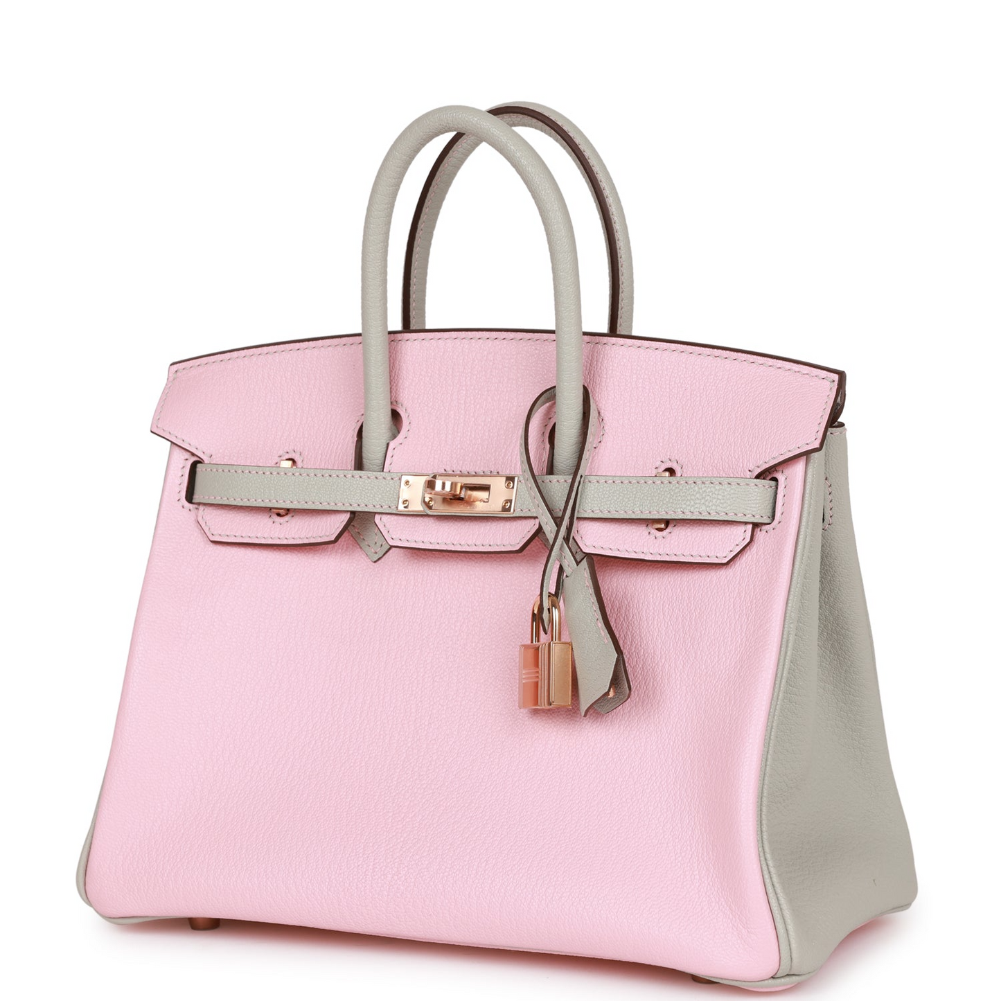 Hermès Special Order (HSS) Birkin 25 Rose Sakura and Gris Perle Chevre Mysore Rose Gold Hardware