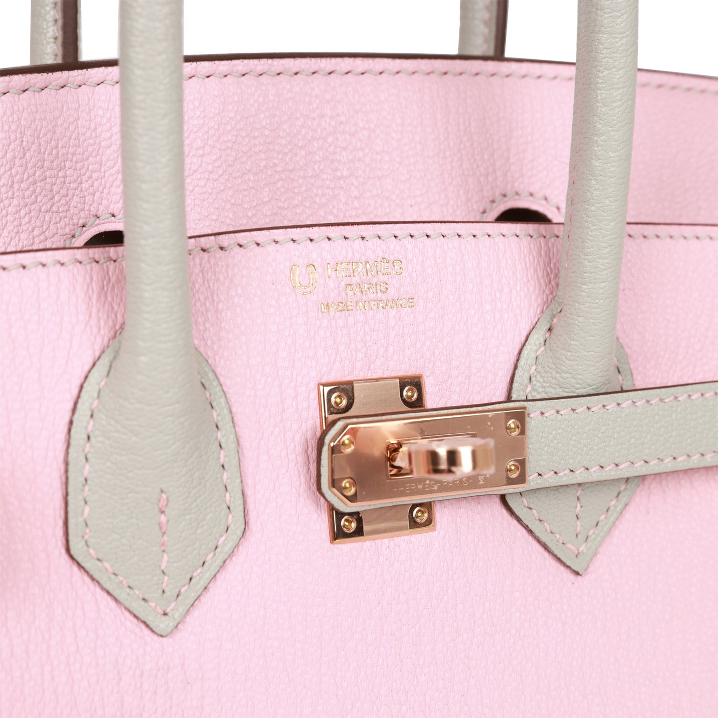 Hermès Special Order (HSS) Birkin 25 Rose Sakura and Gris Perle Chevre Mysore Rose Gold Hardware