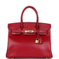 Birkin 30 Rouge Vif Tadelakt Gold Hardware