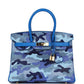 Custom Camouflage Swarovski Crystal Hermès Birkin 30 Bleu Hydra Chevre Gold Hardware