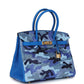 Custom Camouflage Swarovski Crystal Hermès Birkin 30 Bleu Hydra Chevre Gold Hardware