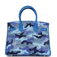 Custom Camouflage Swarovski Crystal Hermès Birkin 30 Bleu Hydra Chevre Gold Hardware
