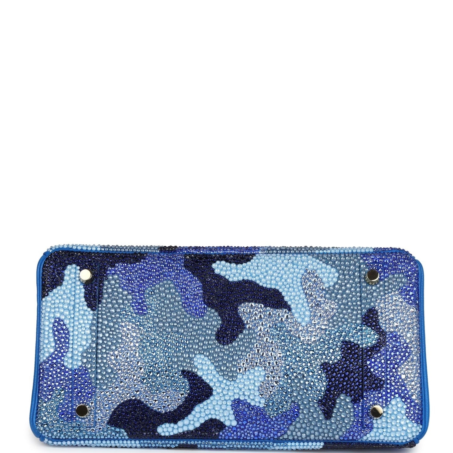 Custom Camouflage Swarovski Crystal Hermès Birkin 30 Bleu Hydra Chevre Gold Hardware