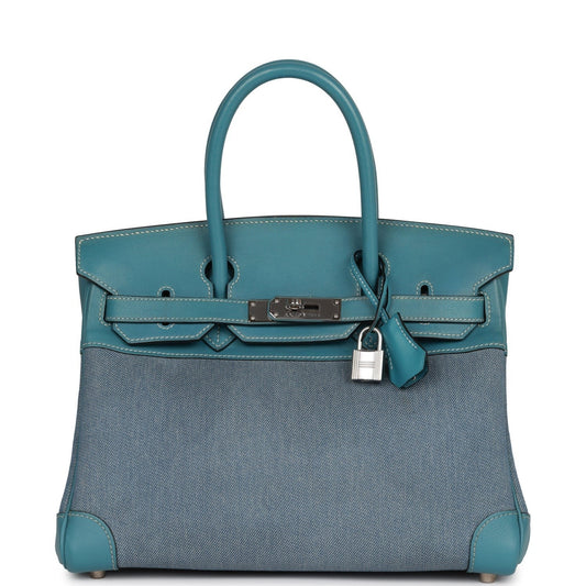 Vintage Hermès Birkin 30 Blue Jean Gulliver and Denim Palladium Hardware
