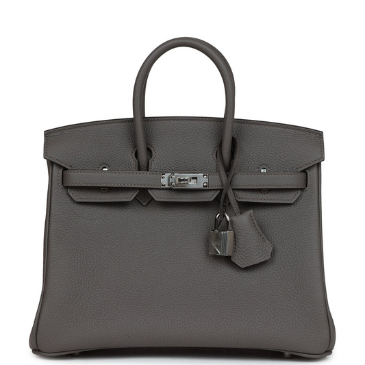 Birkins 25 Etain Togo Palladium Hardware