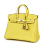 Hermès Special Order (HSS) Birkin 25 Lime Verso Clemence Permabrass Hardware