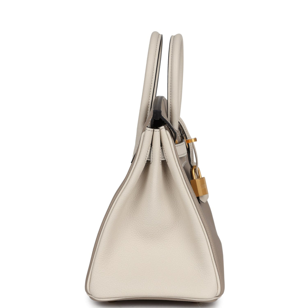 Hermès Special Order (HSS) Birkin 25 Gris Tourterelle and Craie Togo Brushed Gold Hardware