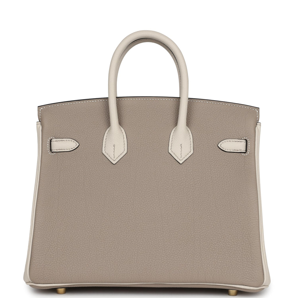 Hermès Special Order (HSS) Birkin 25 Gris Tourterelle and Craie Togo Brushed Gold Hardware