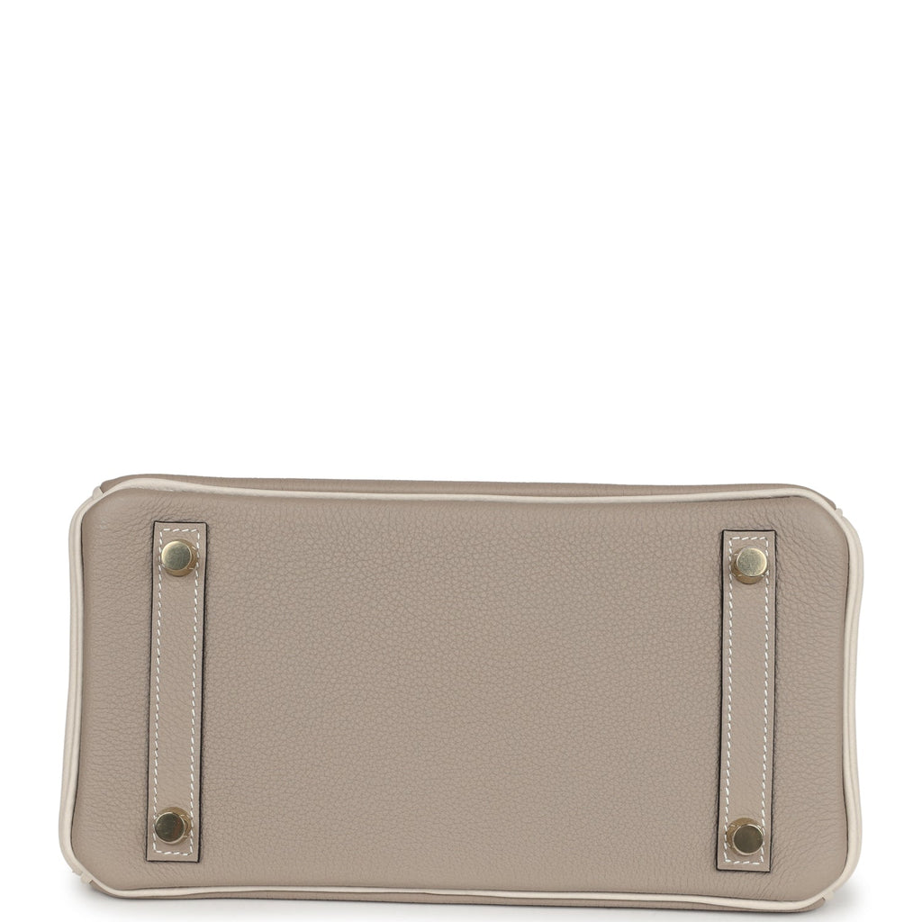 Hermès Special Order (HSS) Birkin 25 Gris Tourterelle and Craie Togo Brushed Gold Hardware