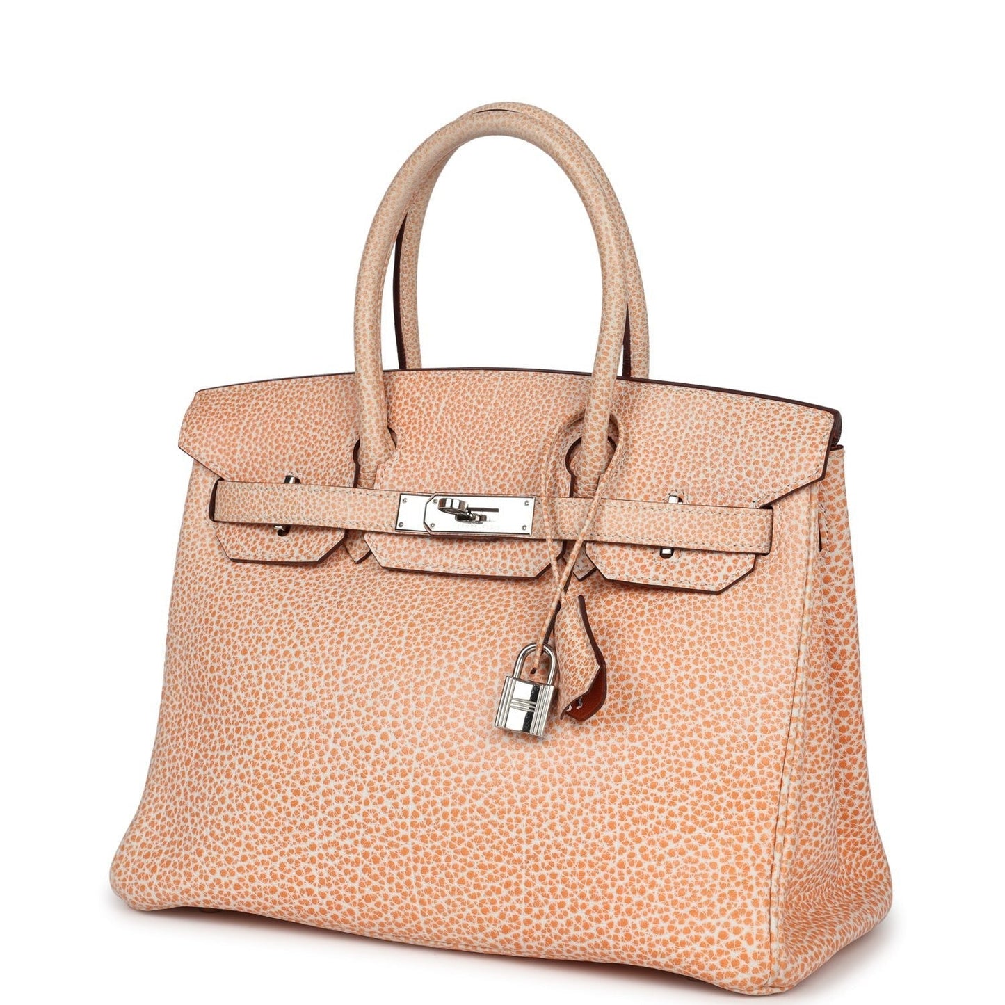 Vintage Hermès Birkin 30 Orange Dalmatian Buffalo Palladium Hardware