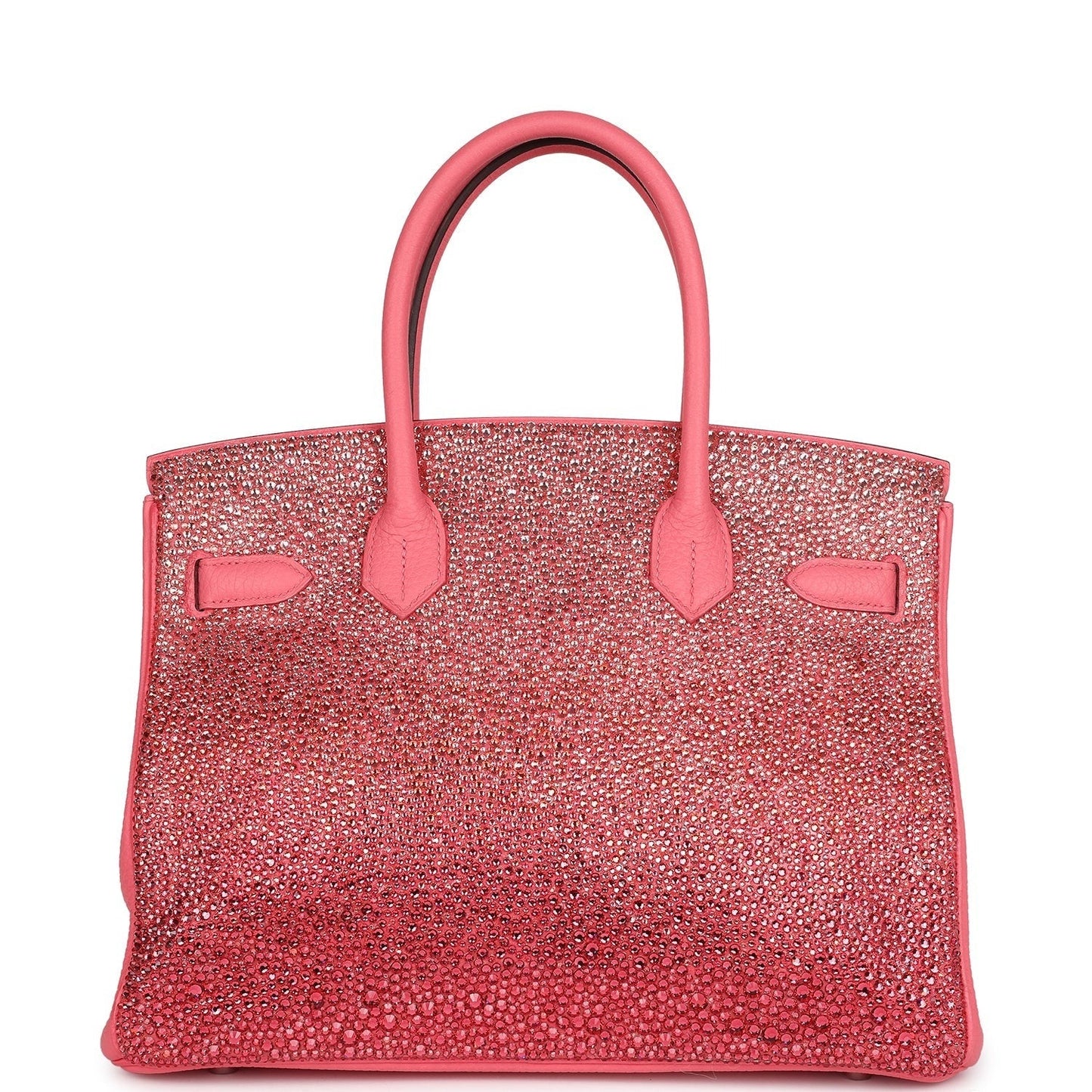 Custom Ombre Swarovski Crystal Hermès Birkin 30 Rose Azalee Clemence Palladium Hardware