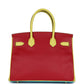 Hermès Special Order (HSS) Tri-color Birkin Bleu Aztec, Soufre and Rouge Vif Chevre Brushed Gold Hardware