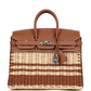 Birkins 25 Gold Swift and Stripe Wicker Palladium Hardware