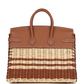 Birkins 25 Gold Swift and Stripe Wicker Palladium Hardware
