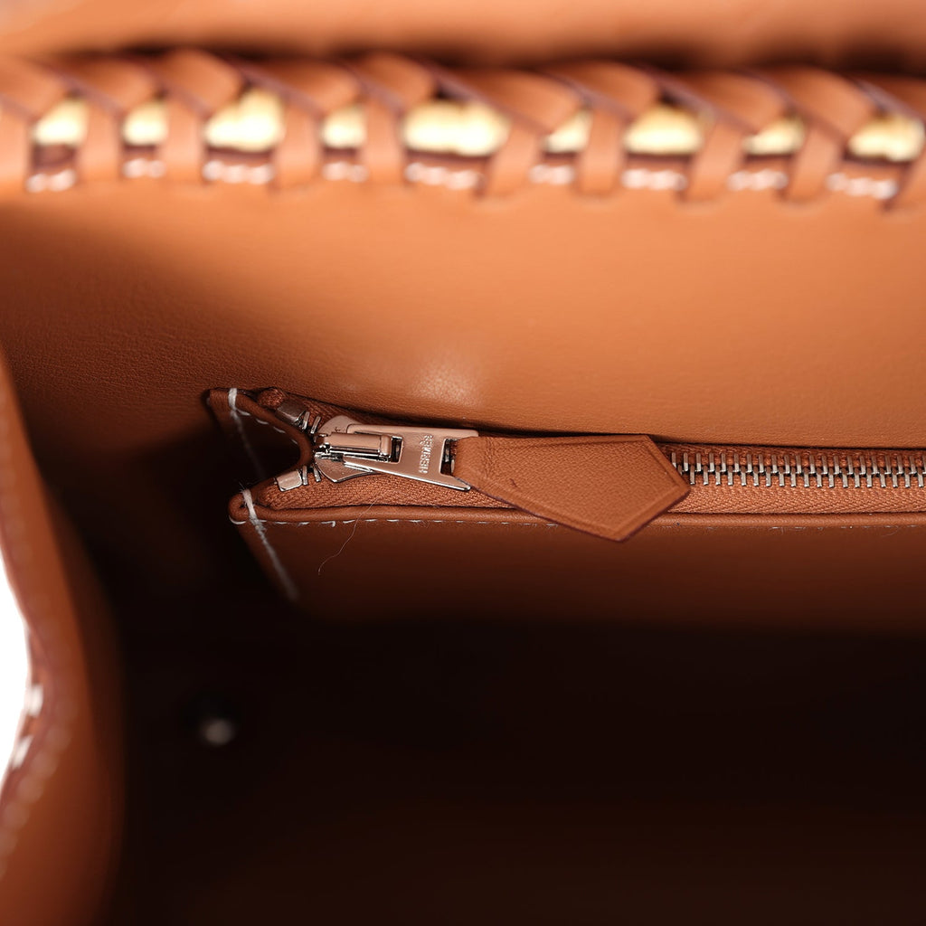 Birkins 25 Gold Swift and Stripe Wicker Palladium Hardware