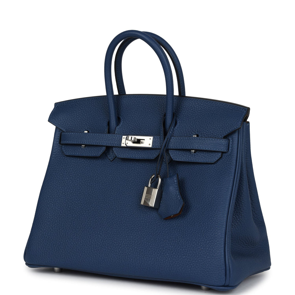 Birkins 25 Deep Bleu Verso Togo Palladium Hardware