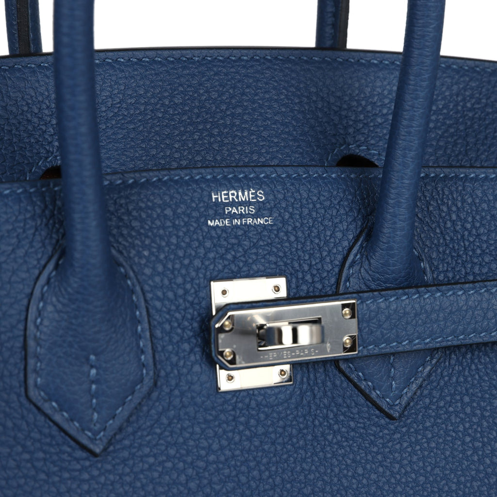 Birkins 25 Deep Bleu Verso Togo Palladium Hardware