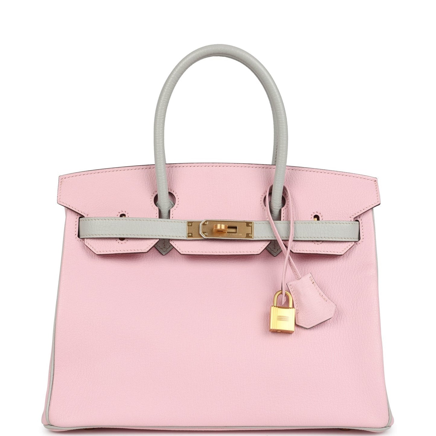 Hermès Special Order (HSS) Birkin 30 Rose Sakura and Gris Perle Chevre Brushed Gold Hardware