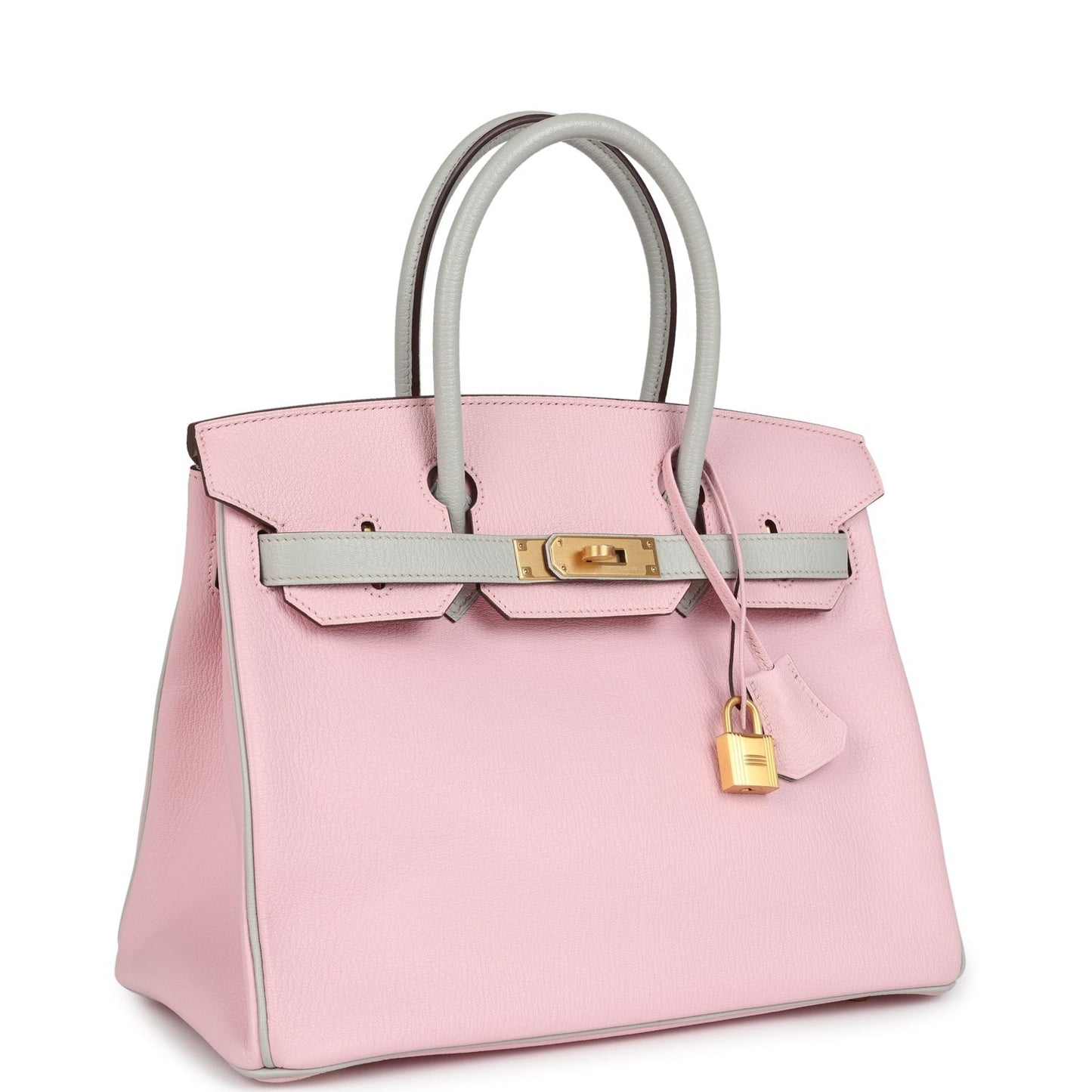 Hermès Special Order (HSS) Birkin 30 Rose Sakura and Gris Perle Chevre Brushed Gold Hardware