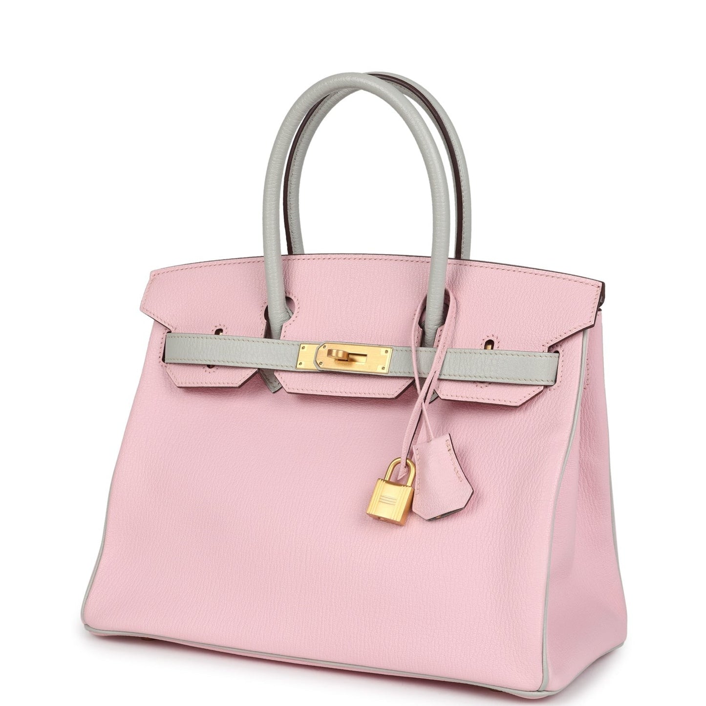 Hermès Special Order (HSS) Birkin 30 Rose Sakura and Gris Perle Chevre Brushed Gold Hardware