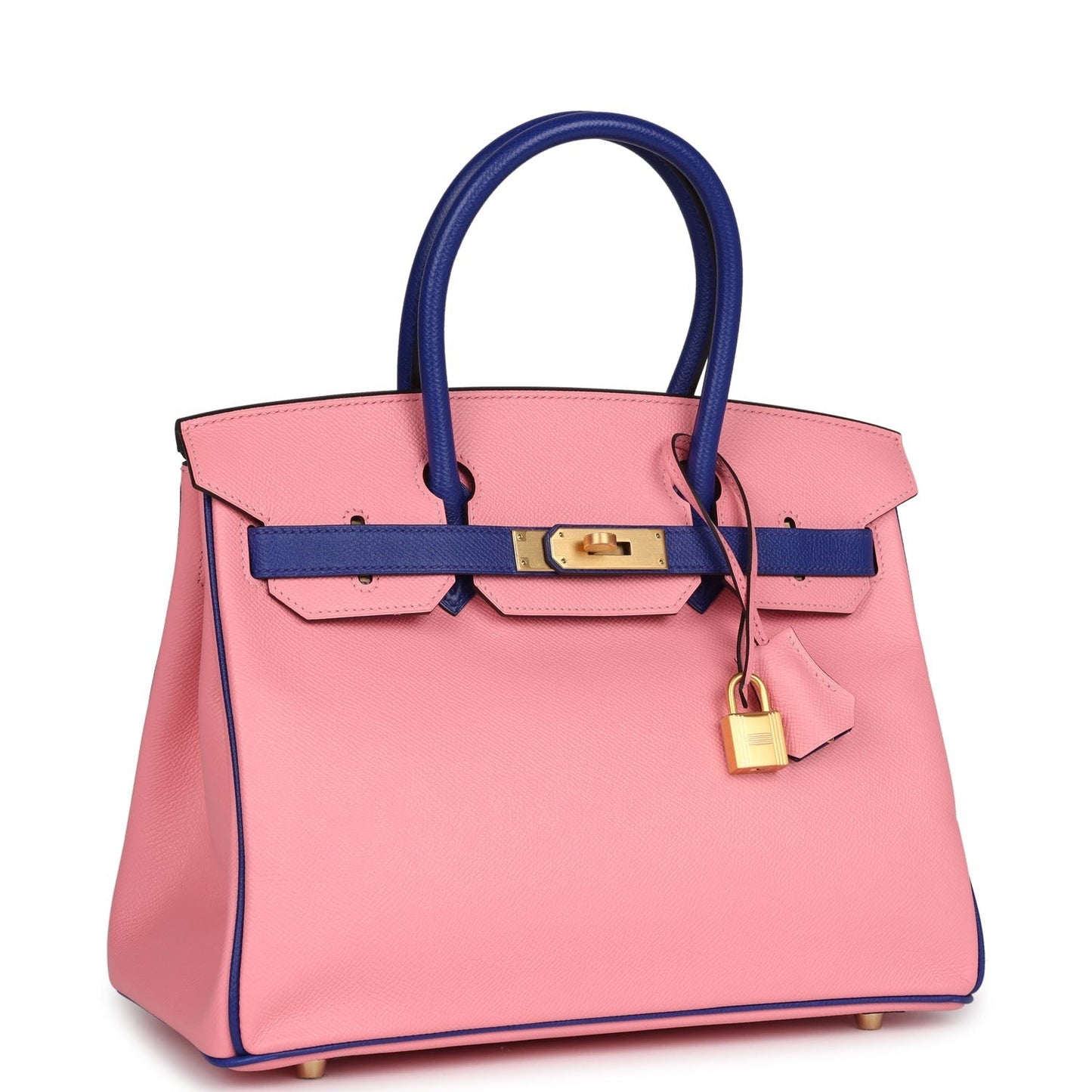 Hermès Special Order (HSS) Birkin 30 Rose Confetti and Bleu Electric Epsom Brushed Gold Hardware