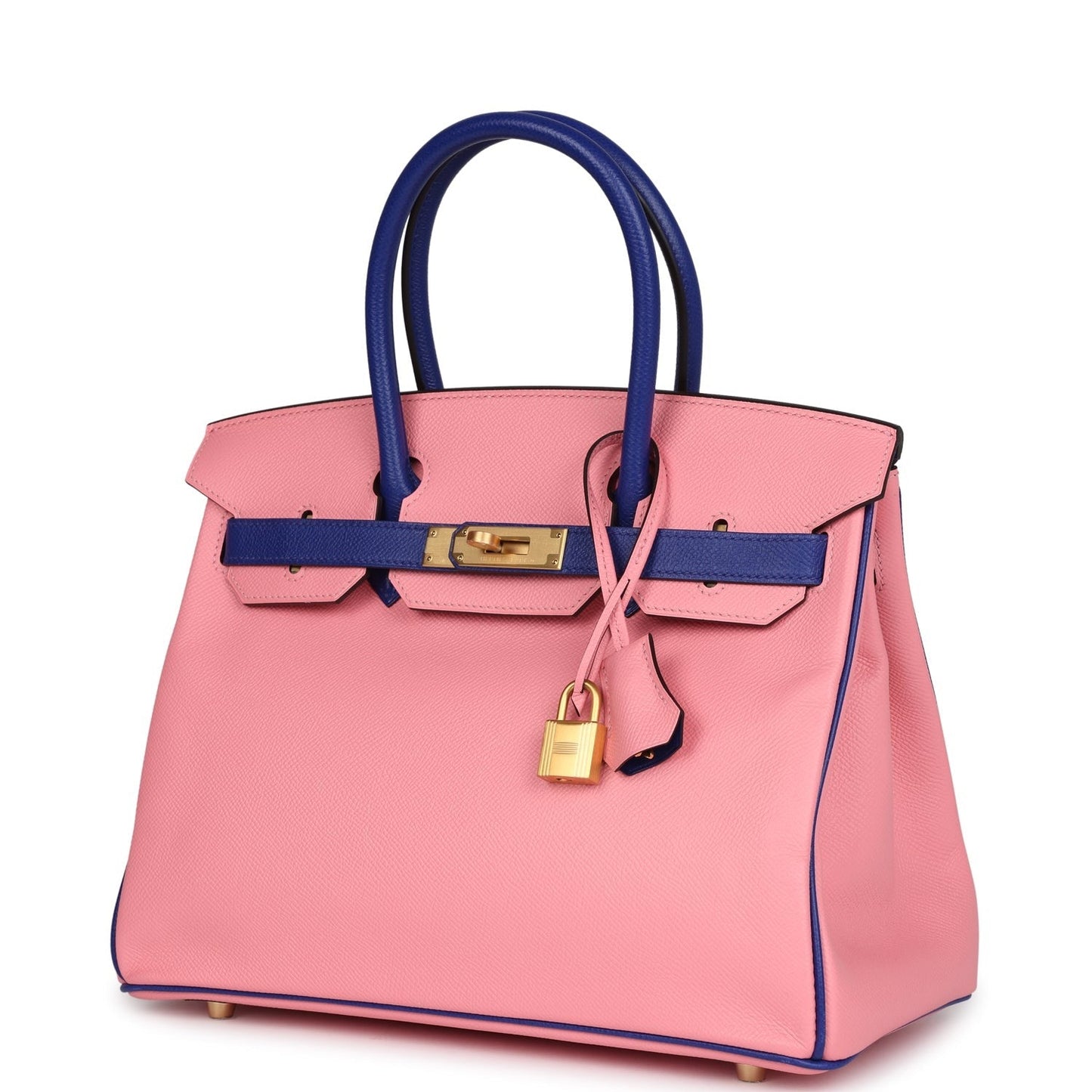 Hermès Special Order (HSS) Birkin 30 Rose Confetti and Bleu Electric Epsom Brushed Gold Hardware