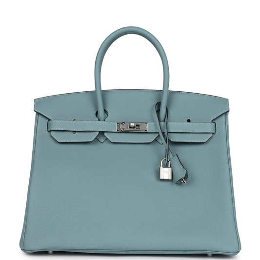 Birkin 35 Ciel Togo Palladium Hardware