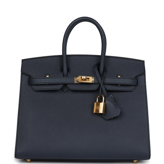 Birkins 25 Bleu Indigo Epsom Gold Hardware