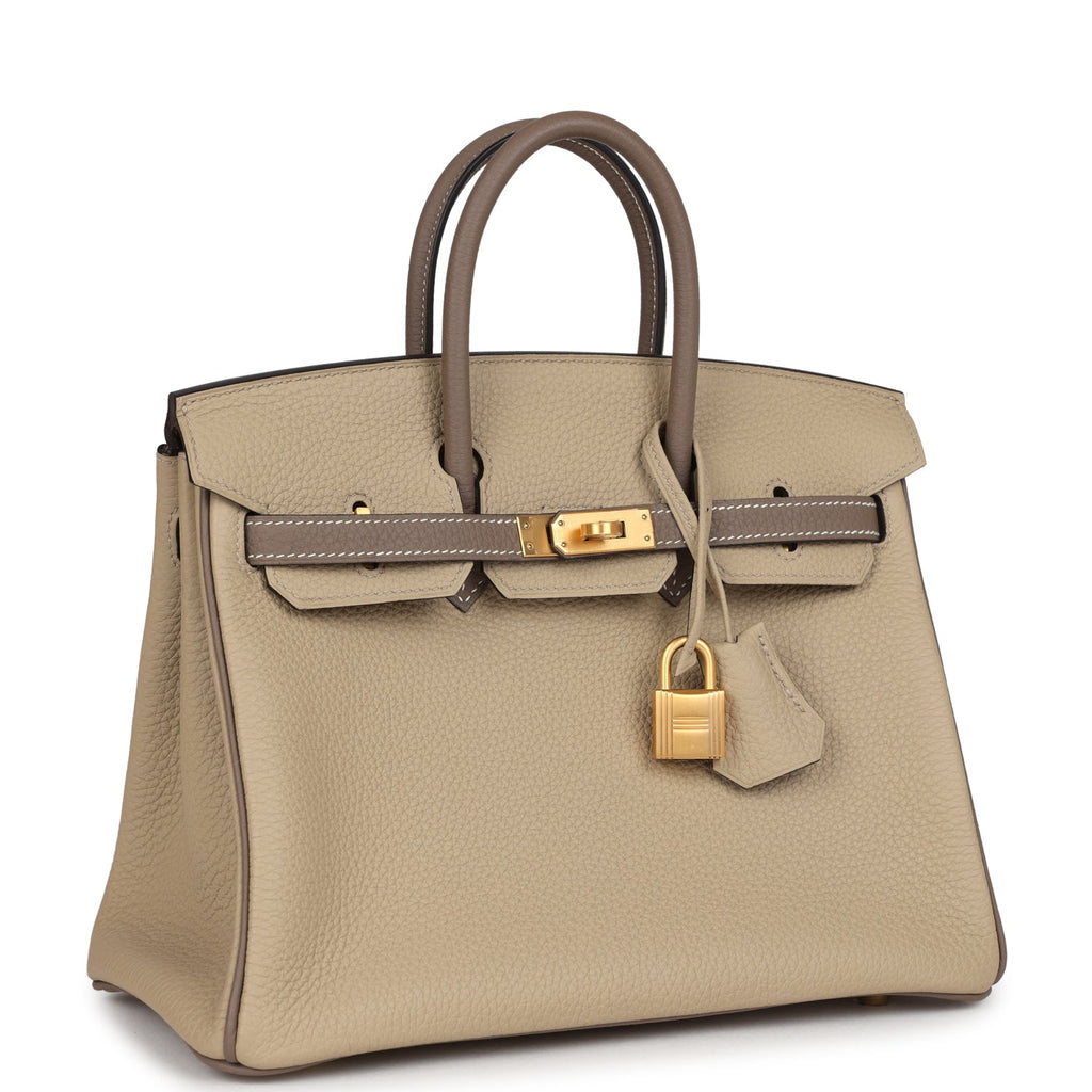 Hermès Special Order (HSS) Birkin 25 Etoupe and Trench Togo Brushed Gold Hardware