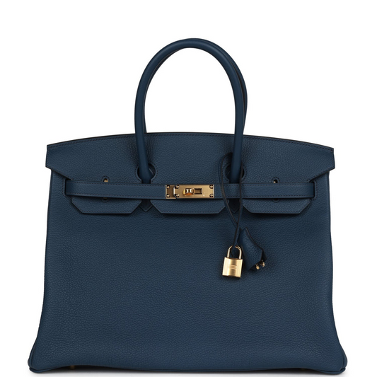 Birkin 35 Bleu De Prusse Togo Gold Hardware