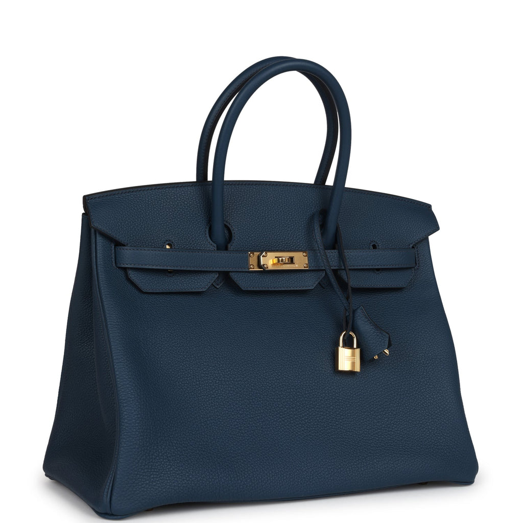 Birkin 35 Bleu De Prusse Togo Gold Hardware