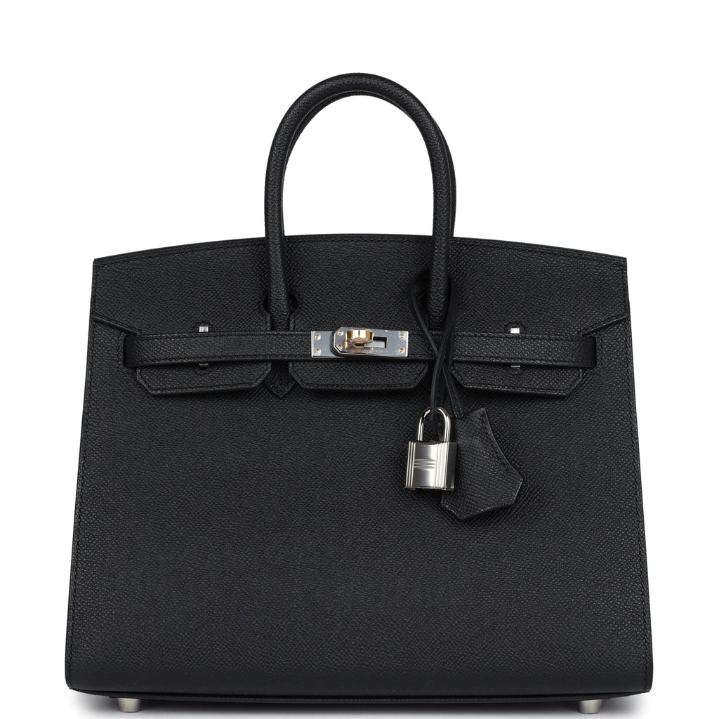 Birkins 25 Black Epsom Electrum Hardware