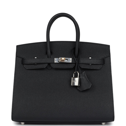 Birkins 25 Black Epsom Electrum Hardware