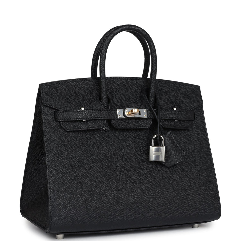 Birkins 25 Black Epsom Electrum Hardware