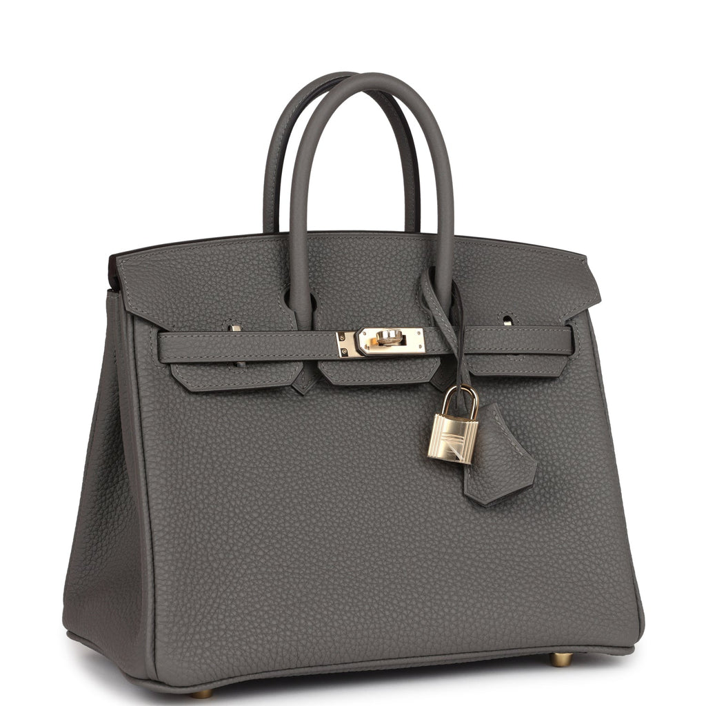 Birkin 25 Gris Meyer Togo Permabrass Hardware