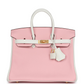 Hermès Special Order (HSS) Birkin 25 Rose Sakura and White Clemence Brushed Gold Hardware