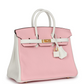 Hermès Special Order (HSS) Birkin 25 Rose Sakura and White Clemence Brushed Gold Hardware