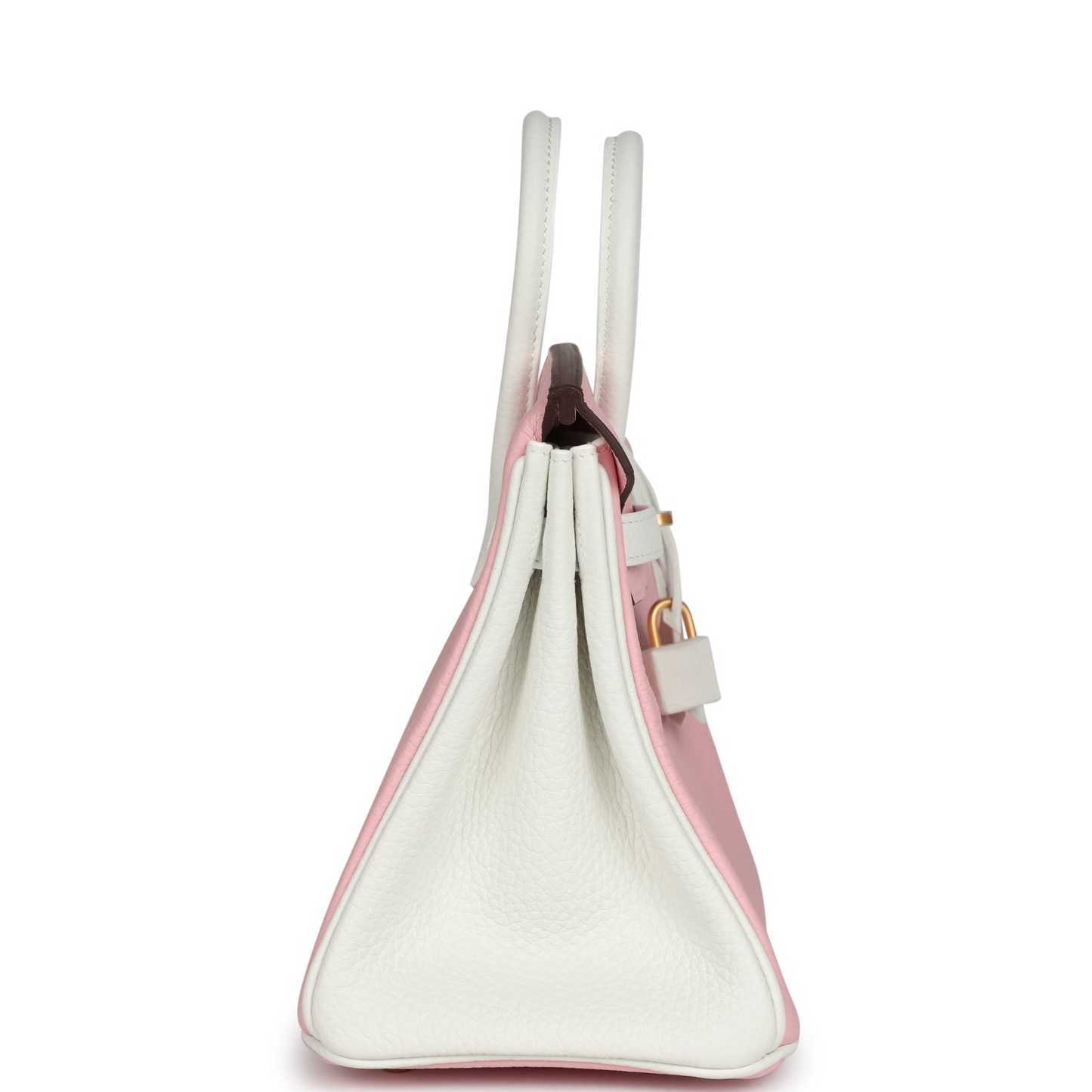 Hermès Special Order (HSS) Birkin 25 Rose Sakura and White Clemence Brushed Gold Hardware