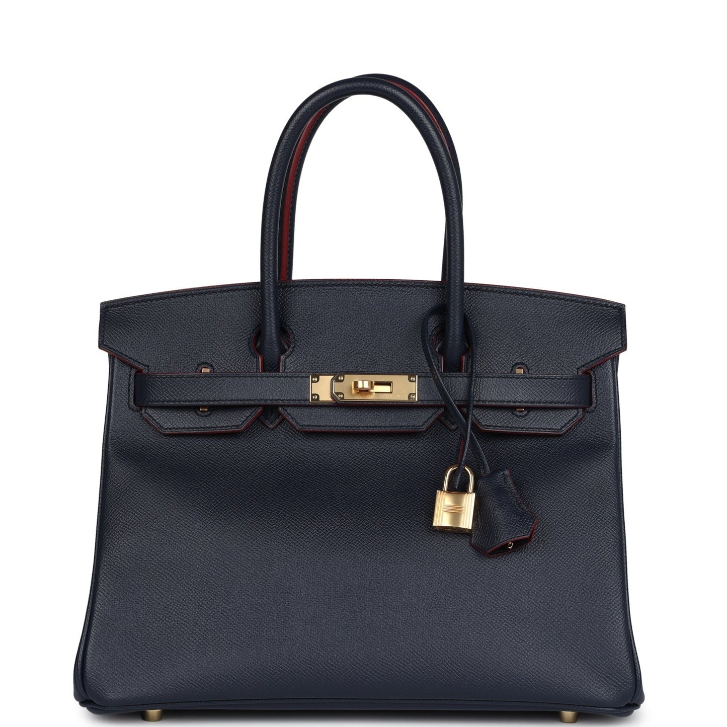 Birkin 30 Bleu Indigo and Rouge H Contour Epsom Gold Hardware
