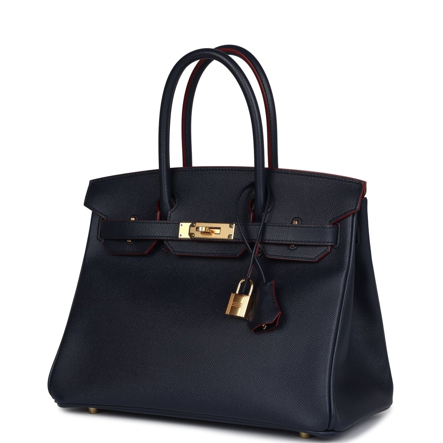 Birkin 30 Bleu Indigo and Rouge H Contour Epsom Gold Hardware